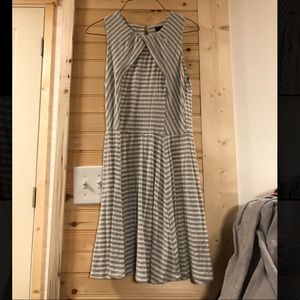 Soft Gray Striped Mini Skater Dress
